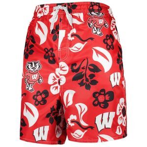 Wes & Willy Wisconsin Red and White Swim Shorts Size Large